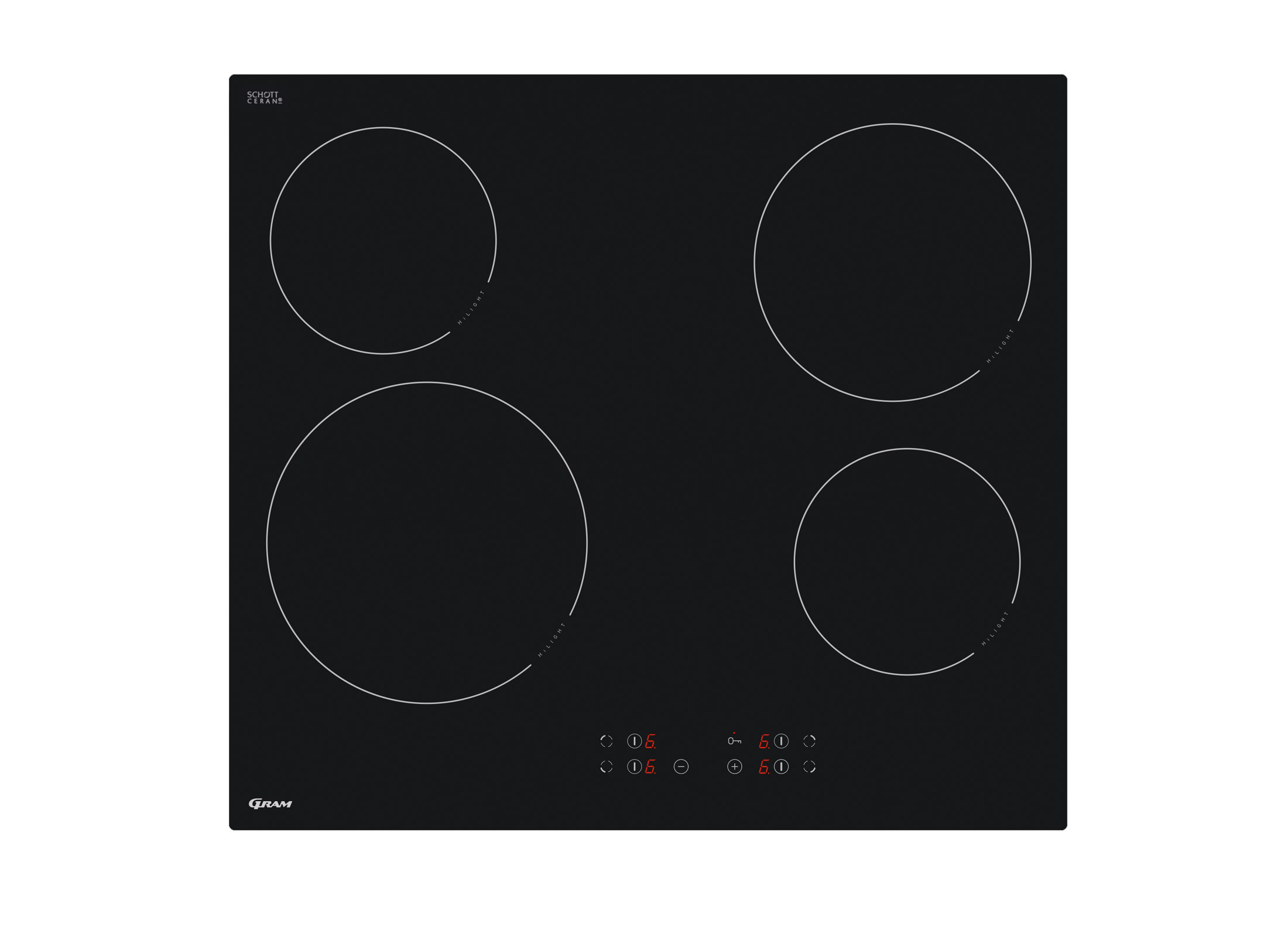 Gram KK 6400-90 kogeplade Sort Indbygget Keramisk 4 zone(s)